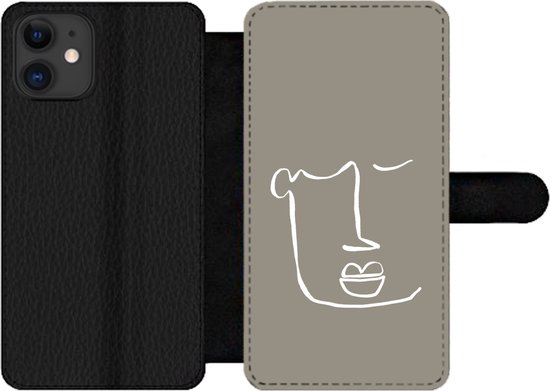 iPhone 11 Wallet Case bookcase phone case - Lips - Abstrait - Line au trait - Avec compartiments - Étui portefeuille avec fermeture magnétique