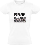 Papa ik zal altijd je kleine meisje - financiële last zijn | Dames T-shirt | Wit | Dochter | Princes | Vaderdag