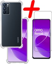 Hoes Geschikt voor OPPO Reno 6 Hoesje Shock Proof Case Hoes Siliconen Met Screenprotector - Hoesje Geschikt voor OPPO Reno 6 Hoes Cover Shockproof - Transparant