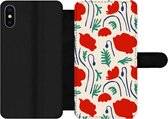 Bookcase Geschikt voor iPhone XS Max telefoonhoesje - Bloemen - Roos - Patronen - Met vakjes - Wallet case met magneetsluiting