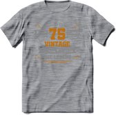 75 Jaar Legend T-Shirt | Goud - Zilver | Grappig Verjaardag Cadeau | Dames - Heren | - Donker Grijs - Gemaleerd - L