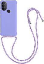 kwmobile hoesje voor Motorola Moto G71 5G - beschermhoes van siliconen met hangkoord - lavendel