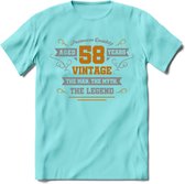 58 Jaar Legend T-Shirt | Goud - Zilver | Grappig Verjaardag Cadeau | Dames - Heren | - Licht Blauw - XXL