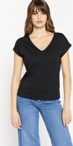 LOLALIZA T-shirt met V-hals - Zwart - Maat L