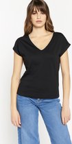 LOLALIZA T-shirt met V-hals - Zwart - Maat M