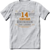 14 Jaar Legend T-Shirt | Goud - Zilver | Grappig Verjaardag Cadeau | Dames - Heren | - Licht Grijs - Gemaleerd - S