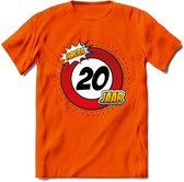 20 Jaar Hoera Verkeersbord T-Shirt | Grappig Verjaardag Cadeau | Dames - Heren | - Oranje - 3XL