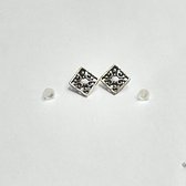 Wellness-House | Oorbellen Bohemian Square | Verzilverde Oorbellen | Bohemian Style | Zen Oorbellen | Cadeau | 8mm x 8mm