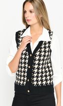 LOLALIZA Gebreide tanktop met grafische print - Zwart - Maat XXL