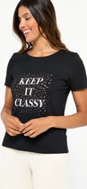 LOLALIZA T-shirt met print - Zwart - Maat XXL