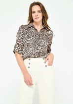 LOLALIZA Hemd met luipaardprint - Camel - Maat 34