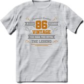 86 Jaar Legend T-Shirt | Goud - Zilver | Grappig Verjaardag Cadeau | Dames - Heren | - Licht Grijs - Gemaleerd - XL
