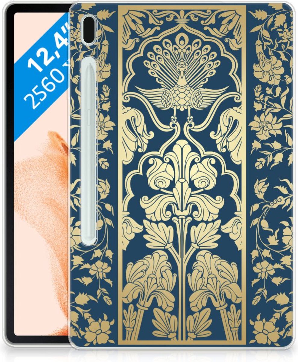 Samsung Galaxy Tab S7FE Siliconen Hoesje Beige Flowers