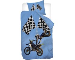 Snoozing Jelte - Flanel - Dekbedovertrek - Junior - 120x150 cm - Blauw