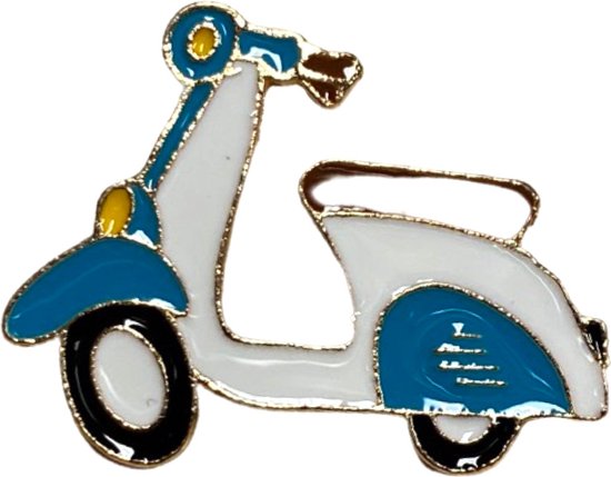 Broche émail de scooter rétro Witte Blauw 3,5 x 2,7 cm