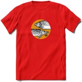 Fishing - Vissen T-Shirt | Grappig Verjaardag Vis Hobby Cadeau Shirt | Dames - Heren - Unisex | Tshirt Hengelsport Kleding Kado - Rood - 3XL