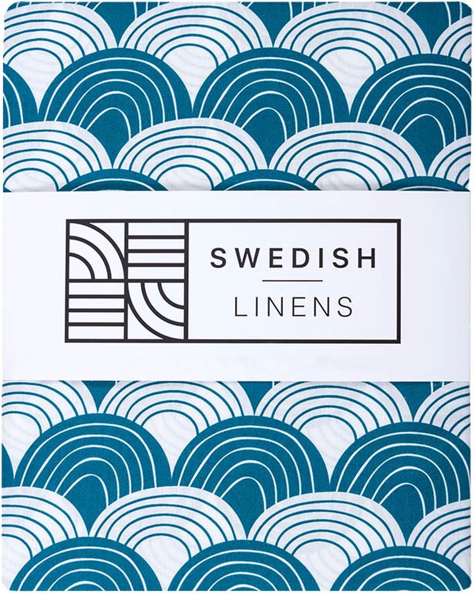 Swedish Linens - Kussensloop Rainbows (60x70 cm) - Kussensloop - Moroccan Blue