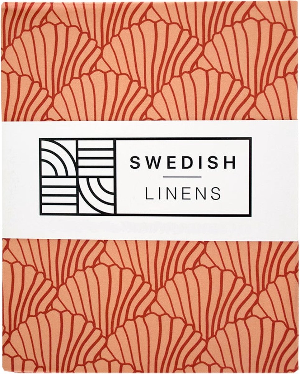 Swedish Linens - Kussensloop Seashells (60x70cm) - Kussensloop - Terracota Pink