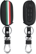 kwmobile autosleutelhoes voor Fiat Lancia 3-knops inklapbare autosleutel - Hoesje van imitatieleer in groen / rood / zwart - Italiaanse Strepen design