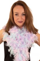 Boa pastel lila paars/roze/blauw 180 cm - Carnaval-/feestkleding - Veren verkleed boa - 50 grams
