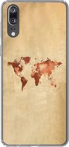 Coque Huawei P20 - Wereldkaart - Cœur - Marron - Coque de Téléphone en Siliconen