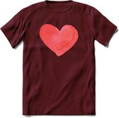 Valentijn Pastel waterverf Hart T-Shirt | Grappig Valentijnsdag Cadeautje voor Hem en Haar | Dames - Heren - Unisex | Kleding Cadeau | - Burgundy - XXL