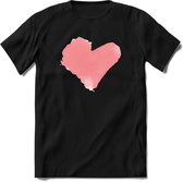 Valentijn Pastel waterverf Hart T-Shirt | Grappig Valentijnsdag Cadeautje voor Hem en Haar | Dames - Heren - Unisex | Kleding Cadeau | - Zwart - 3XL