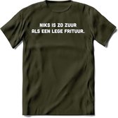 Niks Is Zo Zuur... - Snack T-Shirt | Grappig Verjaardag Kleding Cadeau | Eten En Snoep Shirt | Dames - Heren - Unisex Tshirt | - Leger Groen - XL