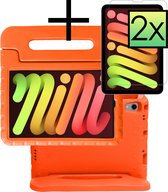 Hoesje Geschikt voor iPad Mini 6 Hoesje Kinderhoes Shockproof Hoes Kids Case Met 2x Screenprotector - Oranje