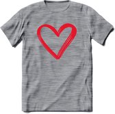 Valentijn Hart T-Shirt | Grappig Valentijnsdag Cadeautje voor Hem en Haar | Dames - Heren - Unisex | Kleding Cadeau | - Donker Grijs - Gemaleerd - L