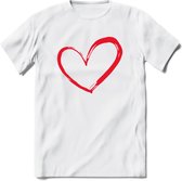 Valentijn Hart T-Shirt | Grappig Valentijnsdag Cadeautje voor Hem en Haar | Dames - Heren - Unisex | Kleding Cadeau | - Wit - M