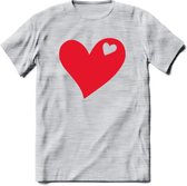 Valentijn Hart T-Shirt | Grappig Valentijnsdag Cadeautje voor Hem en Haar | Dames - Heren - Unisex | Kleding Cadeau | - Licht Grijs - Gemaleerd - S