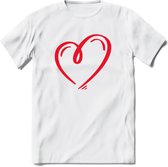 Valentijn Hart T-Shirt | Grappig Valentijnsdag Cadeautje voor Hem en Haar | Dames - Heren - Unisex | Kleding Cadeau | - Wit - XL