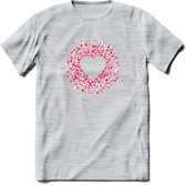 Valentijn Hart T-Shirt | Grappig Valentijnsdag Cadeautje voor Hem en Haar | Dames - Heren - Unisex | Kleding Cadeau | - Licht Grijs - Gemaleerd - 3XL