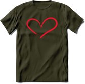 Valentijn Hart T-Shirt | Grappig Valentijnsdag Cadeautje voor Hem en Haar | Dames - Heren - Unisex | Kleding Cadeau | - Leger Groen - XL