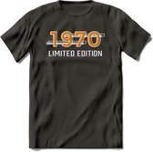 1970 Limited Edition T-Shirt | Goud - Zilver | Grappig Verjaardag en Feest Cadeau Shirt | Dames - Heren - Unisex | Tshirt Kleding Kado | - Donker Grijs - XL