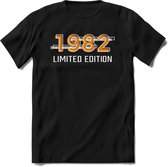 1982 Limited Edition T-Shirt | Goud - Zilver | Grappig Verjaardag en Feest Cadeau Shirt | Dames - Heren - Unisex | Tshirt Kleding Kado | - Zwart - XL