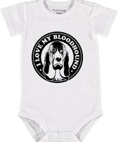 Baby Rompertje met tekst 'Bloedhond zwart wit' |Korte mouw l | wit zwart | maat 50/56 | cadeau | Kraamcadeau | Kraamkado