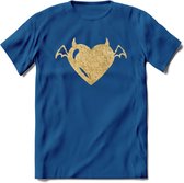 Valentijn Goud Hart T-Shirt | Grappig Valentijnsdag Cadeautje voor Hem en Haar | Dames - Heren - Unisex | Kleding Cadeau | - Donker Blauw - 3XL