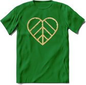 Valentijn Goud Hart T-Shirt | Grappig Valentijnsdag Cadeautje voor Hem en Haar | Dames - Heren - Unisex | Kleding Cadeau | - Donker Groen - M