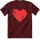 Valentijn Hart T-Shirt | Grappig Valentijnsdag Cadeautje voor Hem en Haar | Dames - Heren - Unisex | Kleding Cadeau | - Burgundy - S