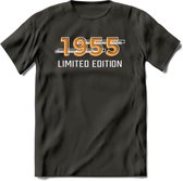 1955 Limited Edition T-Shirt | Goud - Zilver | Grappig Verjaardag en Feest Cadeau Shirt | Dames - Heren - Unisex | Tshirt Kleding Kado | - Donker Grijs - M