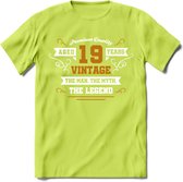 19 Jaar Legend T-Shirt | Goud - Wit | Grappig Verjaardag en Feest Cadeau Shirt | Dames - Heren - Unisex | Tshirt Kleding Kado | - Groen - XL