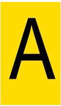 Mini letter A, geel zwart 22,8 x 38 mm - 12/vel