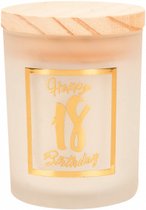 Verjaardag - Geurkaars - White/gold - Happy Birthday - 18 jaar - giftbox met panterprint - In cadeauverpakking