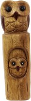 Beeld - Uilen - Hout - 30x8x8Sawahasa  - Thailand - Fairtrade