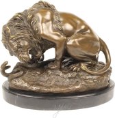 Bronzen Beeld Leeuw En Slang 29x19x24 cm
