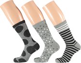Kleurrijke dames sokken met print (2x3 paar) grijs