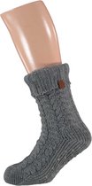 Huissokken heren met vacht | Anti slip | Midden Grijs | One size | Fluffy sokken | Slofsokken | Huissokken anti slip | Huisokken | Warme sokken heren | Fleece sokken | Dikke sokken
