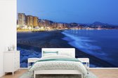 Behang - Fotobehang Brekende golven op strand Málaga Spanje - Breedte 330 cm x hoogte 220 cm